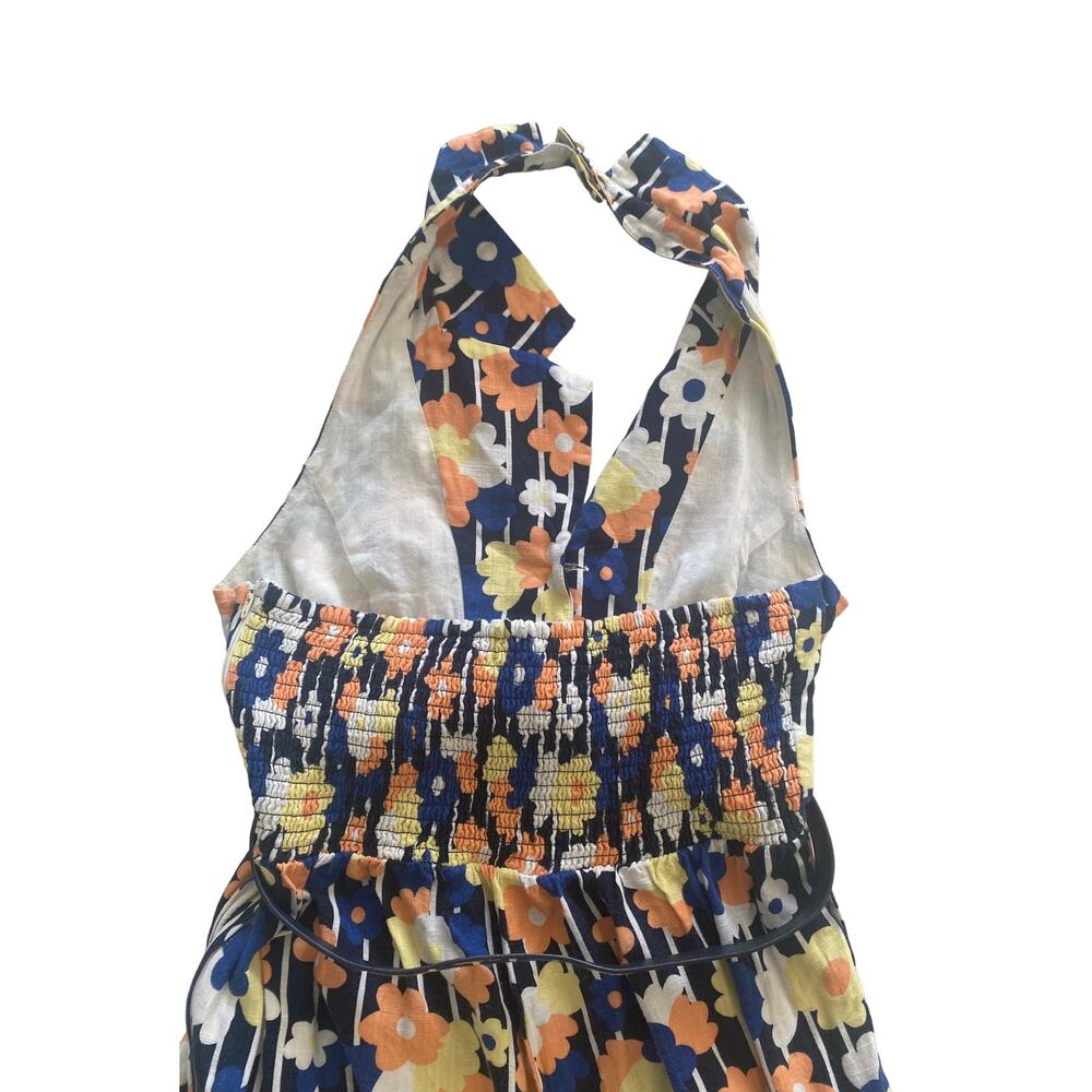 MODCLOTH LINEN BLEND FLORAL HALTER JUMPSUIT SIZE MEDIUM - Picture 8 of 14